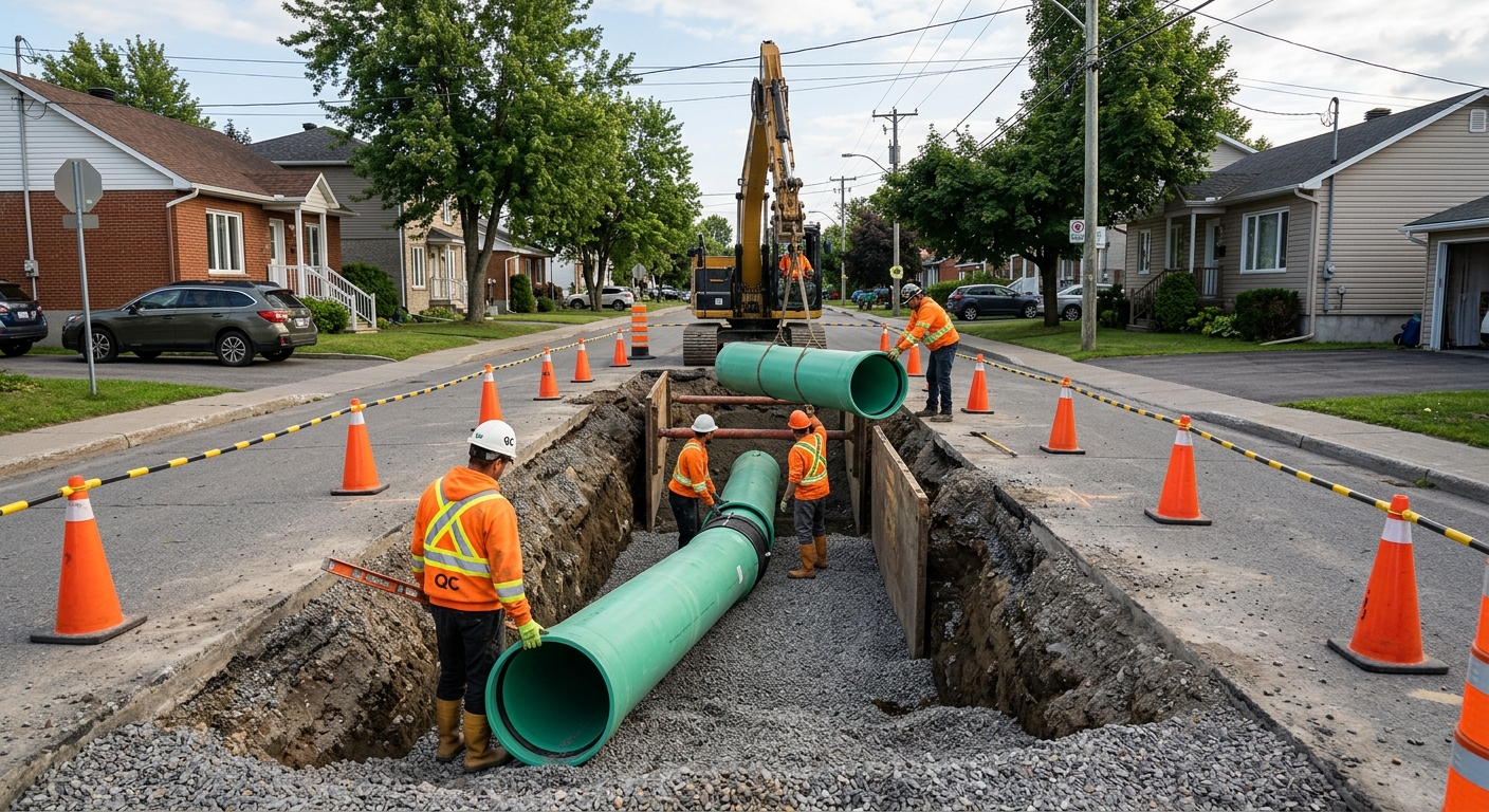 Installation d'égouts et raccordement à l'aqueduc à Laval