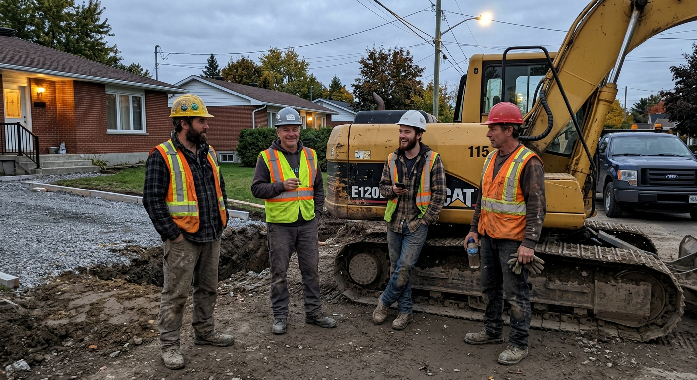 L'équipe de G. Vanier Excavation sur un chantier à Laval