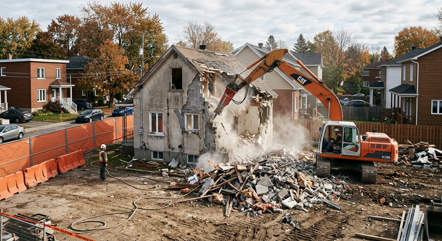 Démolition et excavation de bâtiment commercial à Laval