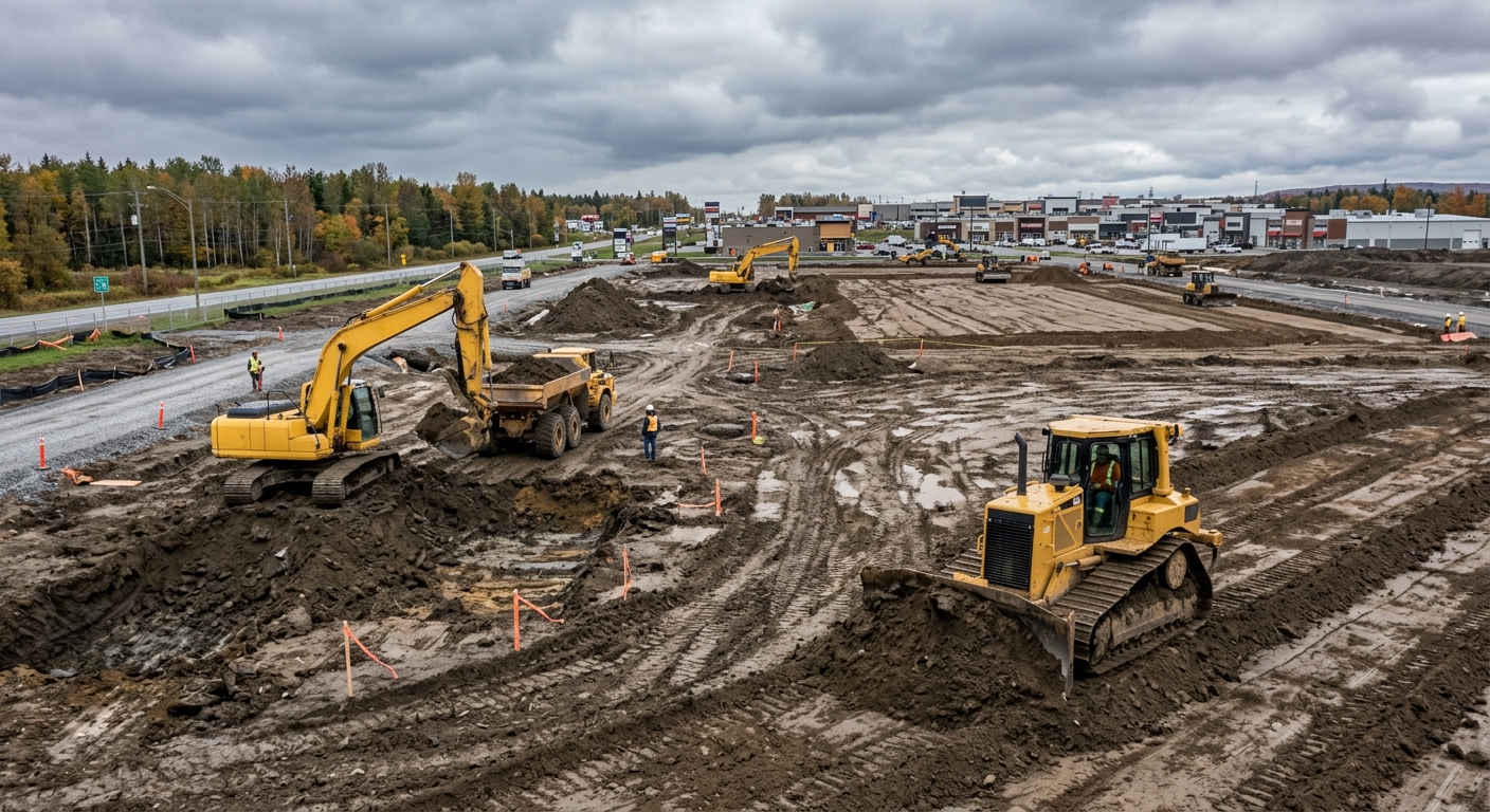 Excavation de fondation pour complexe résidentiel à Laval — chantier G. Vanier 2024